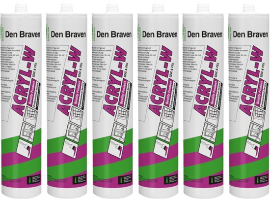 Den Braven Zwaluw Acrylaat Kit | 6 X 310 ML | Zwart | Acryl-W | Duurzaam | Elastisch | Kit