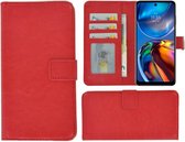 Motorola Moto E32/ E32s Hoesje - Bookcase - Pu Leder Wallet Book Case Rood Cover