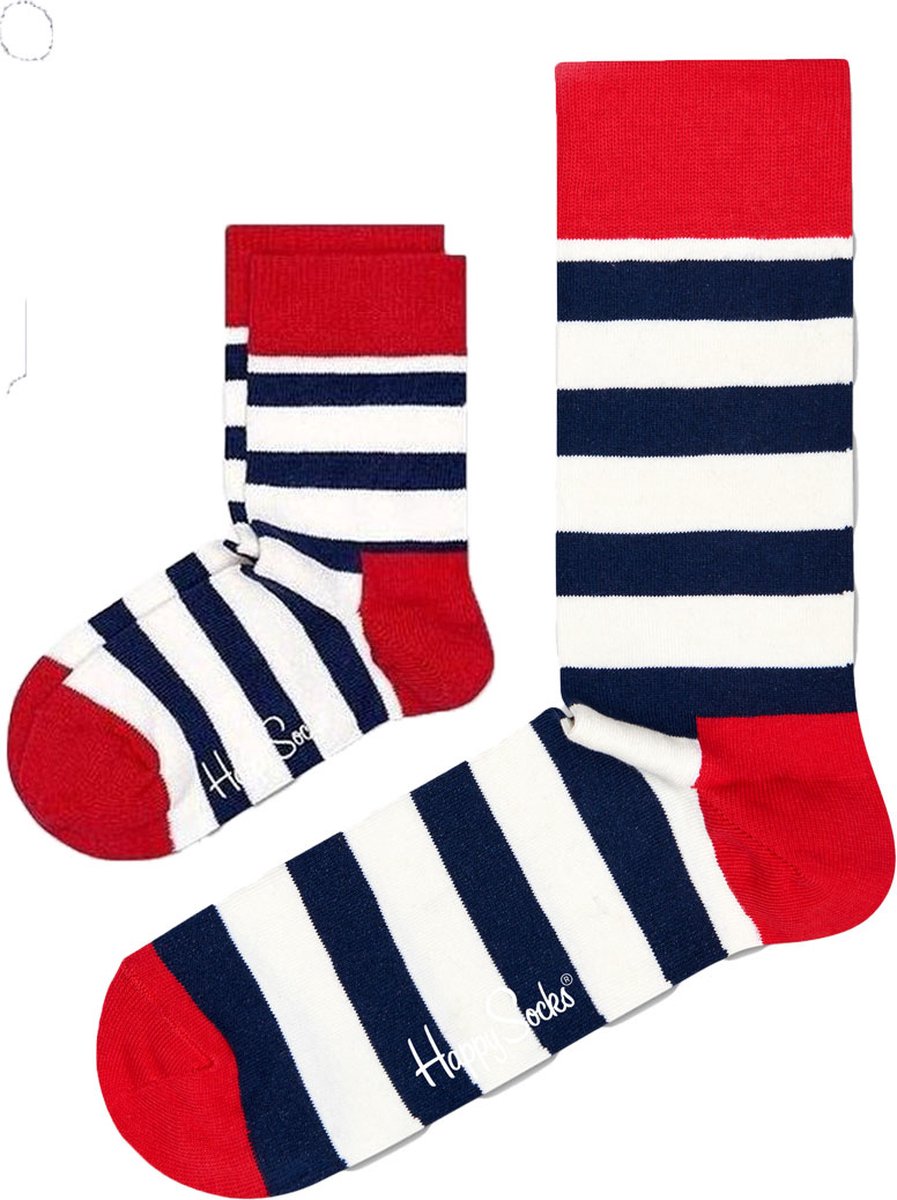 Goedkoopste Zo Vader Zo Zoon/Dochter sokken Big Stripes Blue | Maat Vader 41 - 46 | Kind 4-6 jaar