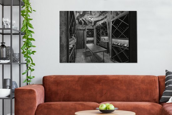 Tableau sur toile Une cave à vin sur mesure - noir et blanc - 120x80 cm - Décoration murale