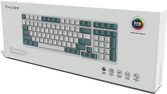 Fuegobird K3 Mechanisch Gaming Toetsenbord - 100keys - Rood Switch - QWERTY - Mechanical RGB Backlight Keyboard - Shimmer - Fuegobird