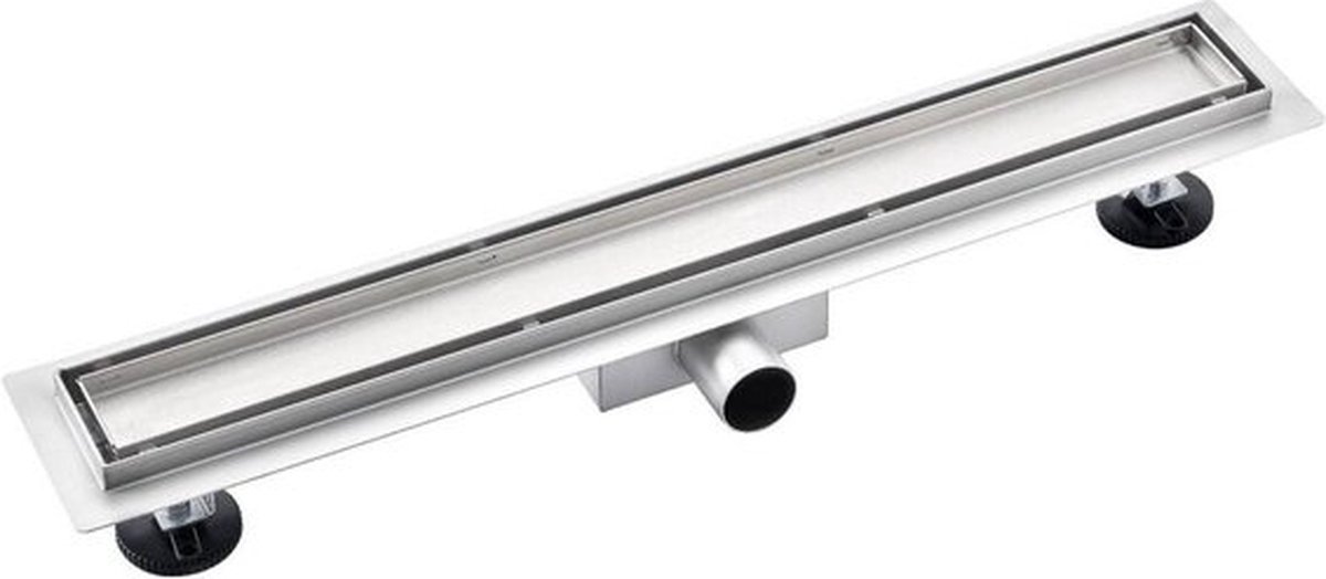Saniclass 2.0 douchegoot 120cm met tegelrooster met vloerflens RVS
