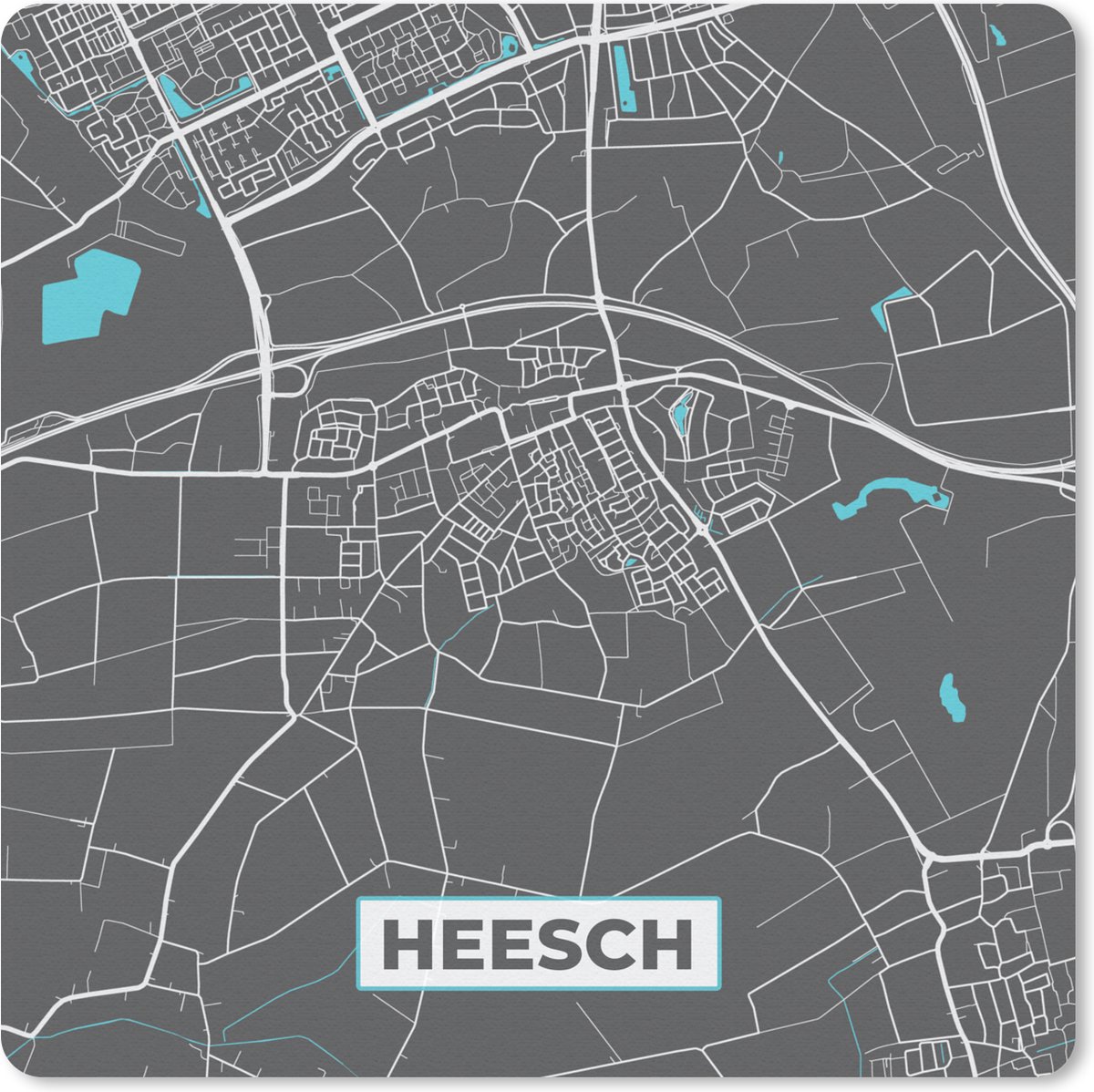 Muismat 20x20 cm - Mousepad Plattegrond - Heesch - Kaart - Stadskaart - Muismatten - Stadskaart