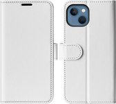 iPhone 14 Plus Hoesje - MobyDefend Wallet Book Case (Sluiting Achterkant) - Wit - GSM Hoesje - Telefoonhoesje Geschikt Voor iPhone 14 Plus