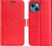 iPhone 14 Hoesje - MobyDefend Wallet Book Case (Sluiting Achterkant) - Rood - GSM Hoesje - Telefoonhoesje Geschikt Voor iPhone 14