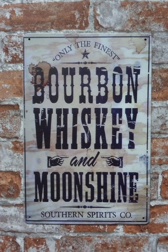 Wandbord Bourbon Whiskey, Mancave, Decoratie, Emaille, Reclame Bord, Tekst,... bol.com