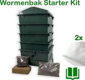 Wormenbak - 4 laags starter kit (groen) - Excl. wormen > Incl. filter/kweekgrond/bedding - Wormenhotel 40x40x85cm - Wormentoren compostbak met opvangbak en tapkraan | eWoodz