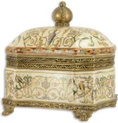 Empire porseleinen doos met deksel - Geschilderde decoratie vogels - Klassiek - Bronzen afwerking - 20 cm hoog