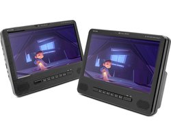 Caliber Draagbare DVD Speler - Dvd Speler Auto - 2 schermen - 9 Inch - Portable Dvd speler - Werken ook los van elkaar - Oplaadbaar - Inclusief hoofdsteun houders (MPD298)