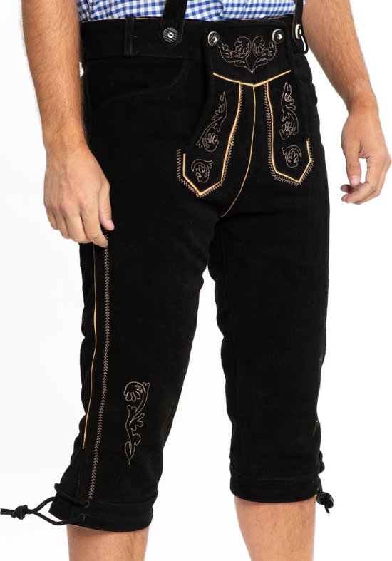 Tannhauser Lederhosen Ralf Kort Oktoberfest Heren 100% Echt Leder Lederhosen Man Carnavalskleding Heren Donkerbruin Leer Xs