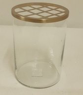 Vaas met raster glas/metaal Ø12x18cm