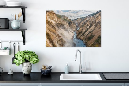 Toile Peinture Water - Yellowstone - Berg - 90x60 cm - Décoration murale