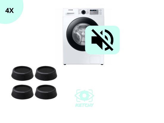 Foto: Ketchy trillingsdempers wasmachine set van 4 stuks zwart voetjes wasmachine droger wasmachine demper anti trillings vibratie dempers pads antislip rubber trillingsmat antislipmat extra dik schokdempers wasmachine