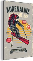 Décoration murale Métal - Peinture Aluminium - Ski - Sport - Vintage - Grijs - 40x60 cm - Dibond