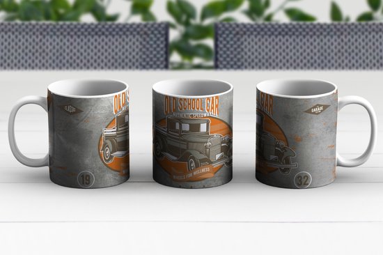 Tasse - Tasse à café - Mancave - Voiture - Vintage - Affiche - Tasses - 350 ML - Tasse - Tasses à café - Tasse à thé - Décoration Sinterklaas - Cadeaux pour enfants - Chaussures cadeaux Sinterklaas