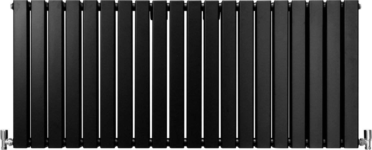 Design Radiator Sierradiator Verwarming - Mat Zwart - 600 mm x 1400 mm - Inclusief Schoonmaakborstel + Bevestigingsset - Plat Horizontaal