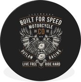 Wall Circle - Wall Circle - Mancave - Ailes - Vintage - Moto - Aluminium - Dibond - ⌀ 60 cm - Intérieur et Extérieur