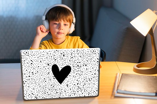 Laptop sticker - 13.3 inch - Hartje - Design - Wit - 31x22,5cm - Laptopstickers - Laptop skin - Cover