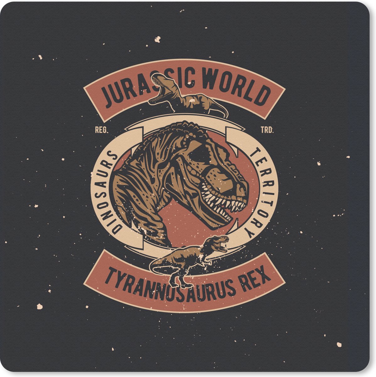 Muismat 20x20 cm - Mousepad Jurassic world - Dinosaurus - Vintage - Muismatten