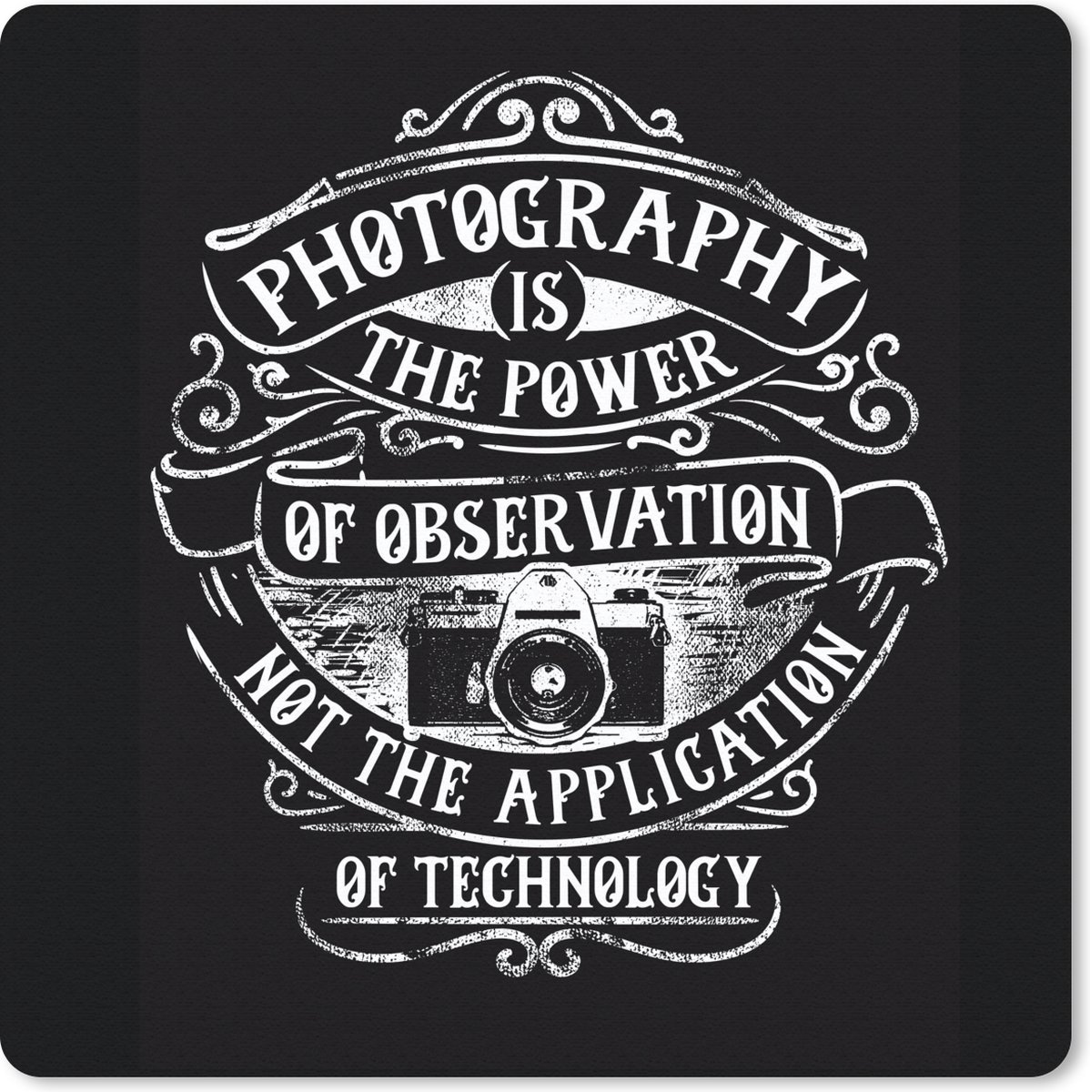 Muismat 30x30 cm - Mousepad Camera - Retro - Quote - Zwart - Wit - Muismatten