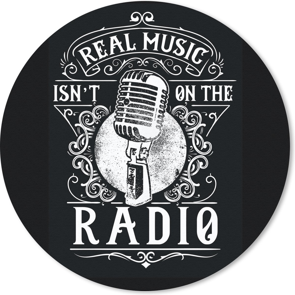 Muismat rond 20x20 cm - Mousepad Microfoon - Radio - Retro - Illustratie - Ronde muismatten