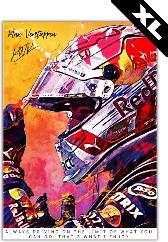 Poster Max Verstappen | XL poster | Formule 1 | F1 | Red Bull racing | Auto Kunst | Cadeau | A1 | 80x60 | Hoogwaardig glans | Geschikt om in te lijsten