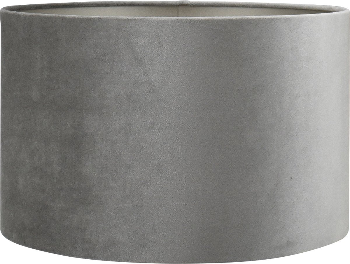 Lampenkap Cilinder - 40x40x25cm - Fendi velours zilver - taupe binnenkant