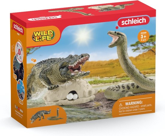 Foto: Schleich wild life gevaar in het moeras speelfigurenset kinderspeelgoed voor jongens en meisjes 42625