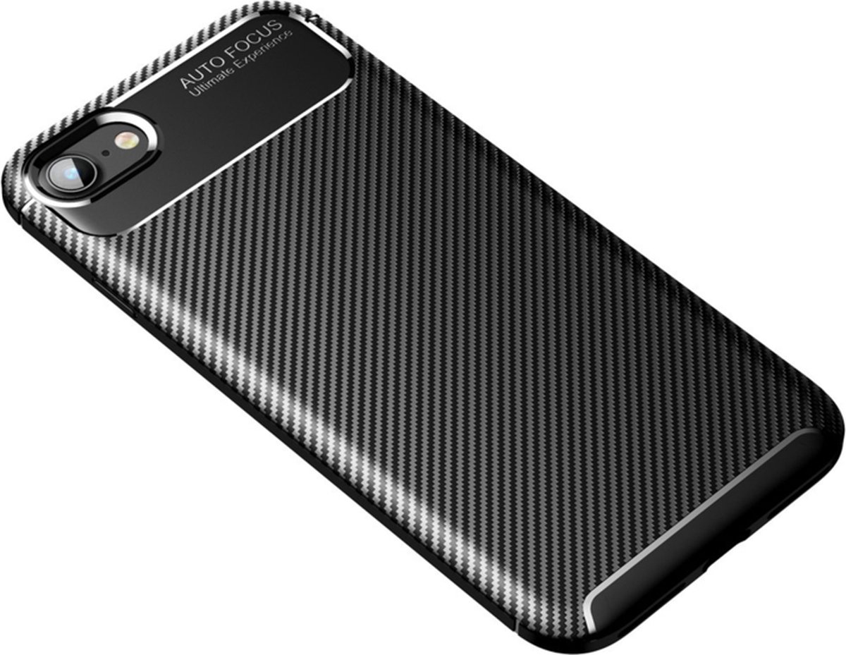 Luxe TPU Carbon Bescherm-Hoes voor iPhone SE 2020 2022 Zwart