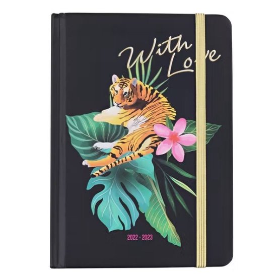 Agenda "With Love" TIGER JUNGLE 20222023 Zwart / Multicolor Karton
