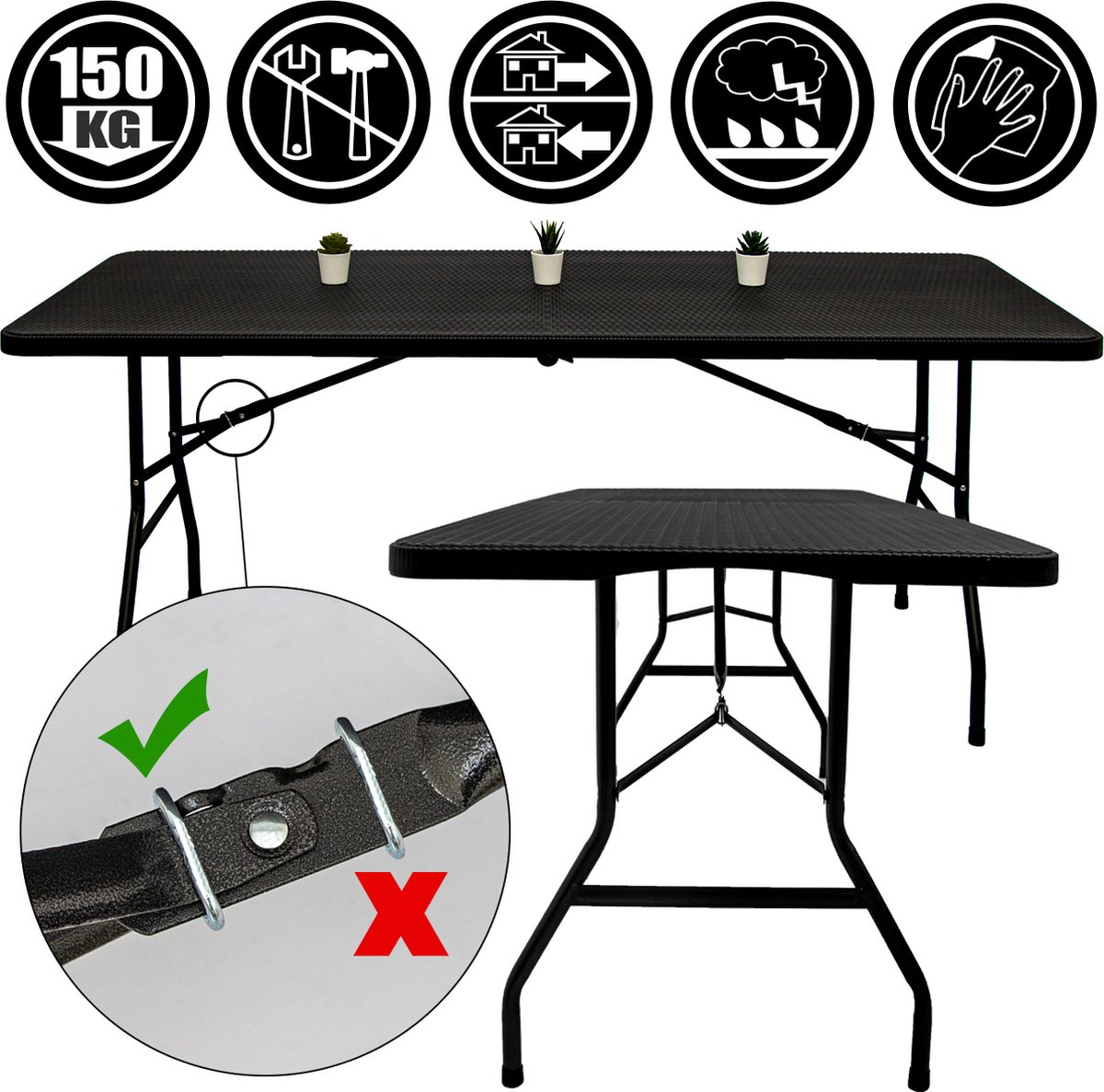 Tectake® - Koffertafel met 4 krukken - bruin / wit