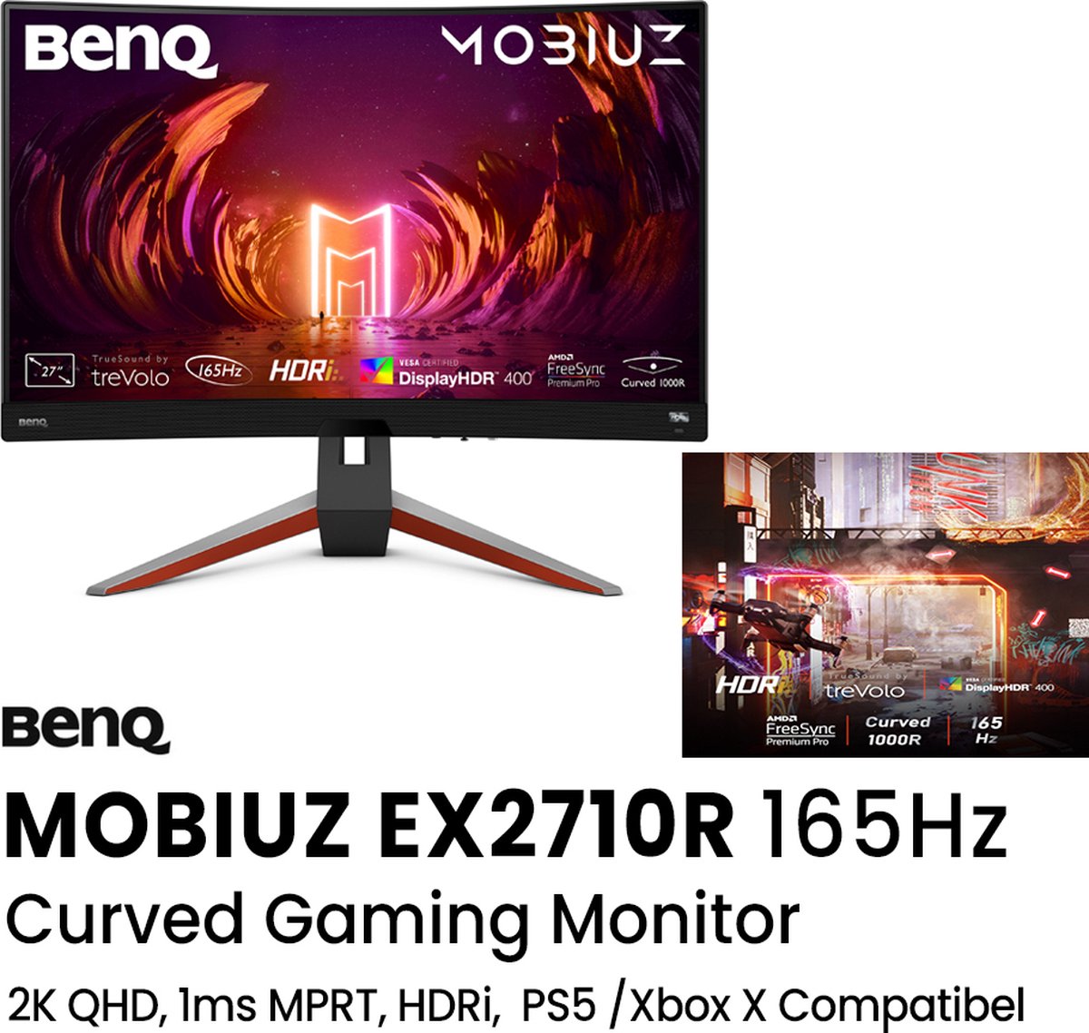 BenQ - Curved Monitor EX2710R - 165hz - Gaming Beelscherm - 1000R - HDMI -  27 inch | bol