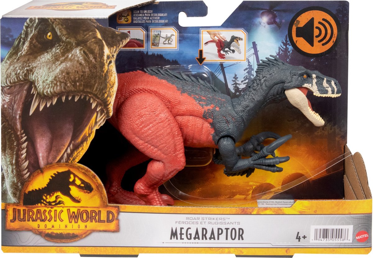 Jurassic World Dominion Roar Strikers - Megaraptor - Actiefiguur - Dinosaurus Speelgoed - Jurassic World