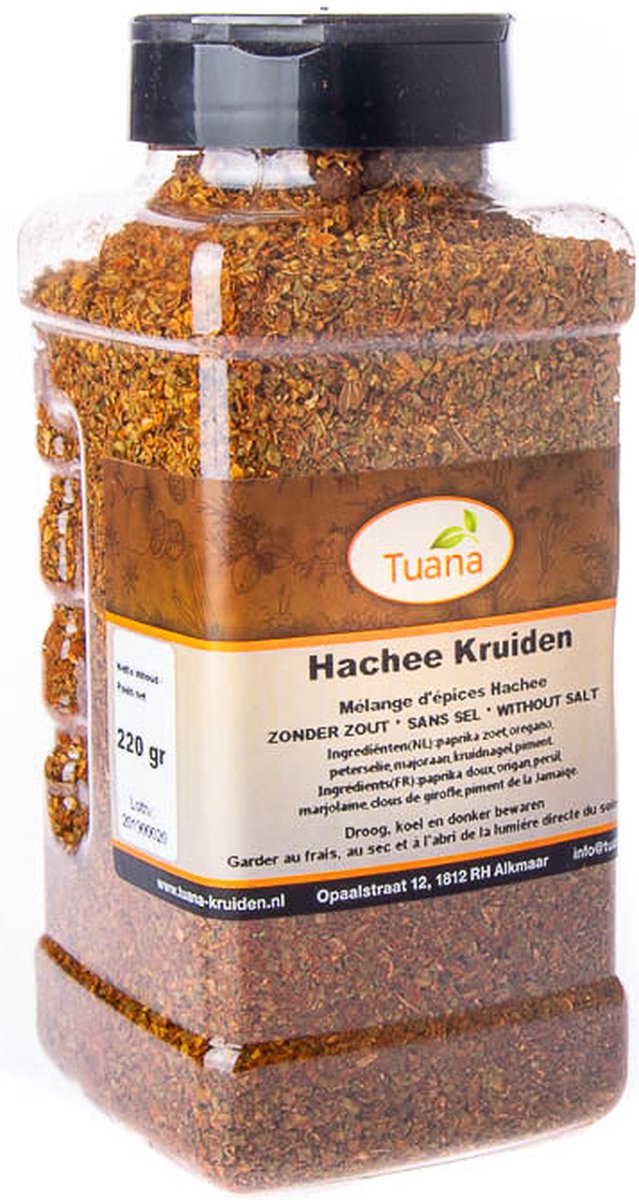 Goedkoopste Tuana Kruiden - Hachee Kruiden - Strooibus 220 Gram - Kruiden Zonder Zout - NP030