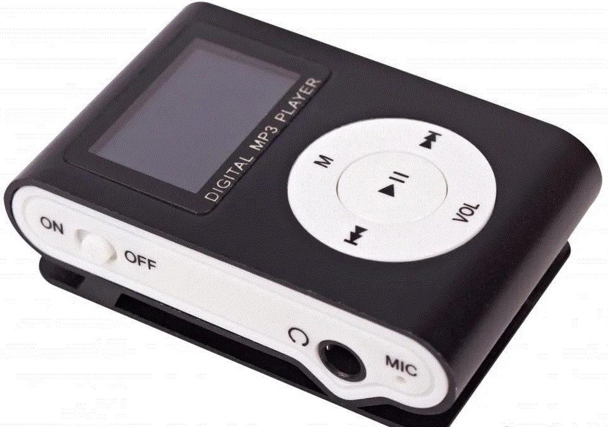 Mini MP3 speler FM radio met display Incl. 4GB geheugen - Zwart | bol.com