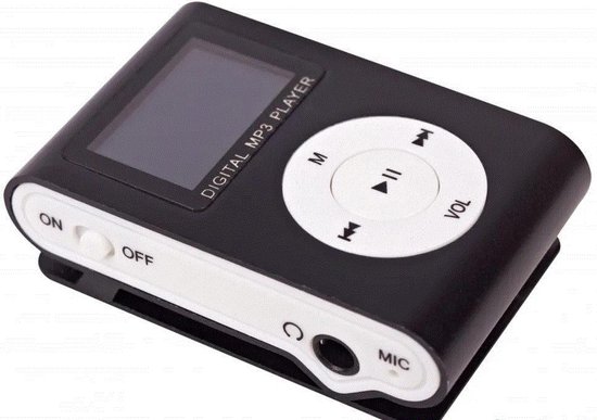 Mini MP3 speler FM radio met display Incl. 4GB geheugen - Zwart