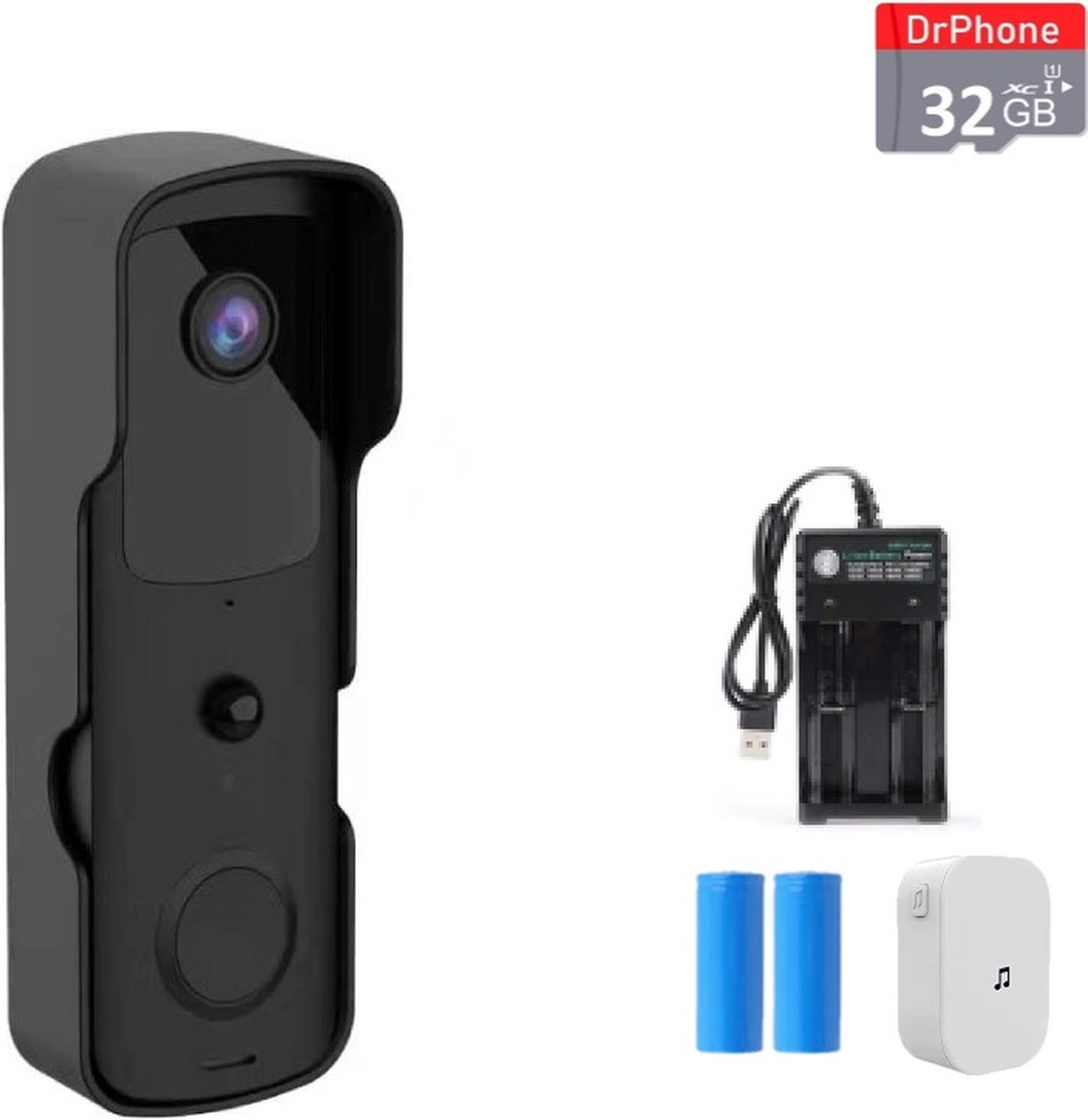 DrPhone HDV1-D – Smart Home Video Deurbel – Camera Met Nachtvisie & Infrarood – Camera Met Mobiele App – Bewegingsdetectie - Zwart