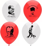 Ataturk Turkse Ballonnen 10 stuks - Turkse Ataturk Ballon - Turkije - Rood Wit ballon - Ataturk