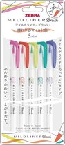 Zebra Brush Mildliners WFT8-5C-HC-N Set van 5 Warm Colors + Gratis een Artline Pastel Marker