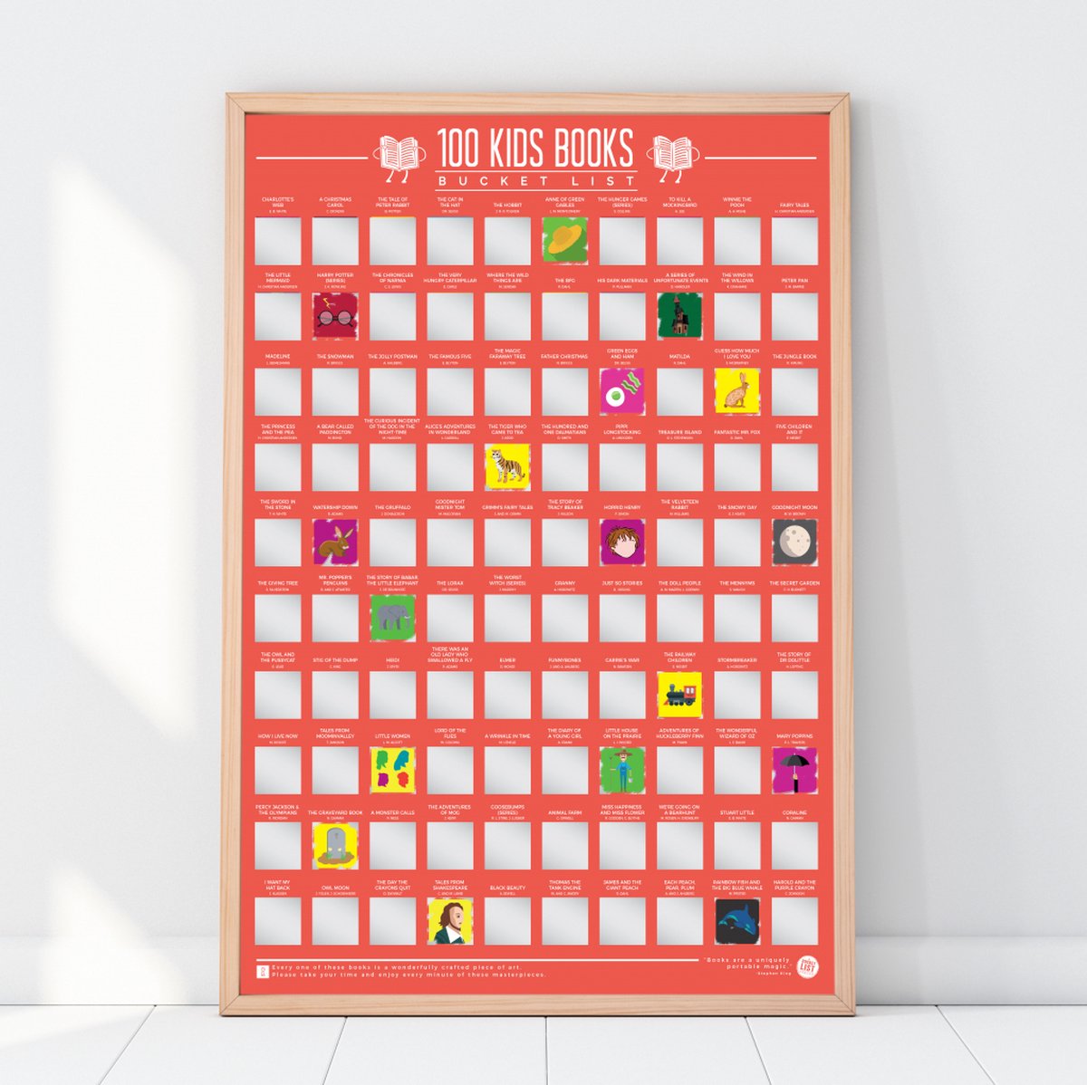 Gift Republic Bucketlist Scratch Poster - 100 Kinder Boeken
