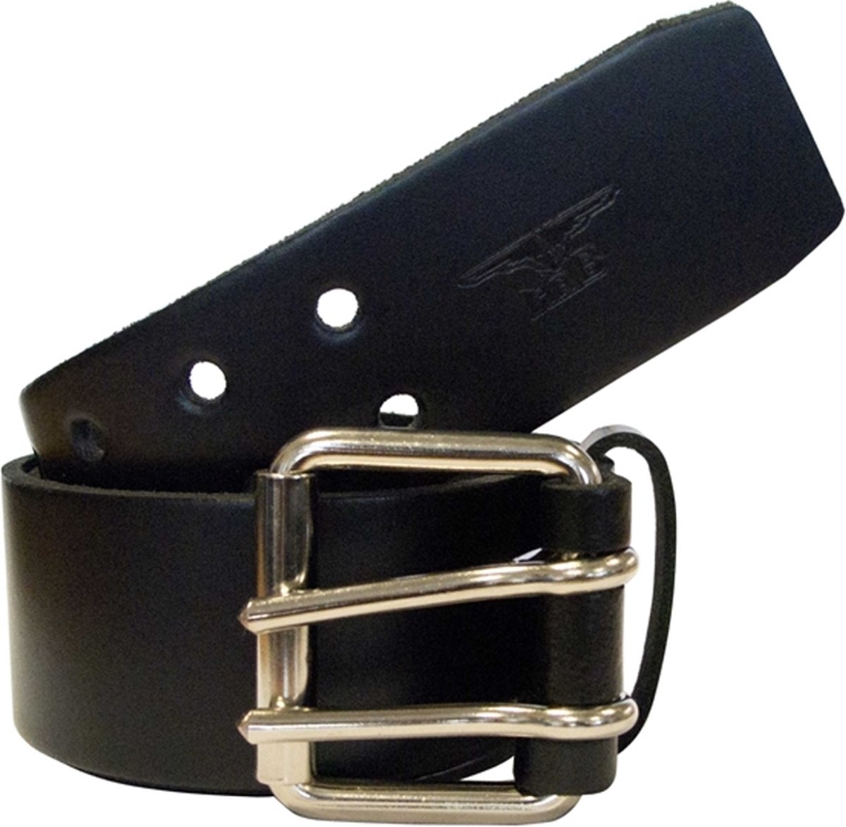 Mister B leren riem 5 cm dubbele sluiting 75 cm Small - zwart