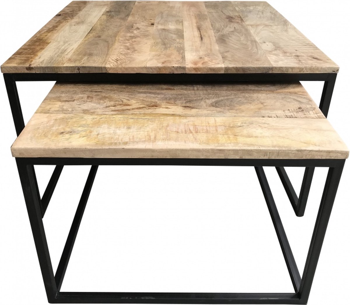 Vtw Living - Bijzettafel Set van Mangohout - Vierkant - 70 & 80 cm