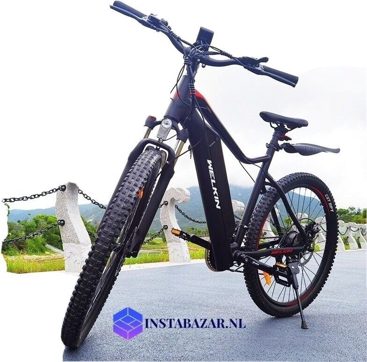 Eco flying WKEM001 elektrische fiets 350W borstelloze motor 36V 10.4Ah batterij 27.5 * 2.25'' banden mountainbike zwart en rood
