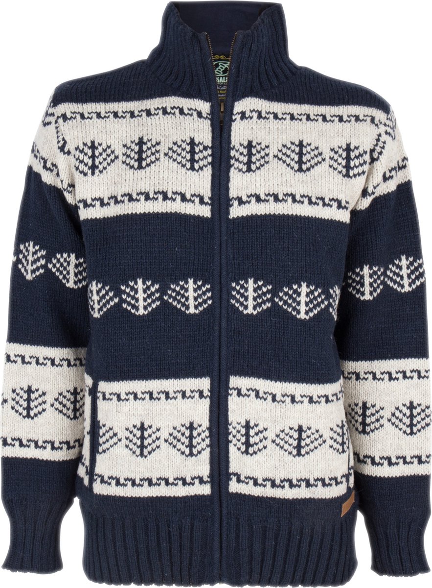 Gebreid Wollen Heren/Uni Vest van Schapenwol Thin PolyesterFleece en hoge kraag SHAKALOHA Pine Blauw