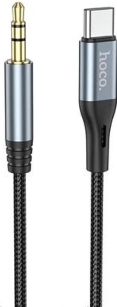USB-C naar 3.5mm jack - Hoco - Aux Kabel - Audio Kabel - Zwart - 1 meter