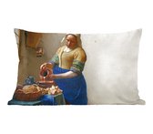 Sierkussens - Kussentjes Woonkamer - 50x30 cm - Het melkmeisje - Kunst - Oude meesters - Vermeer