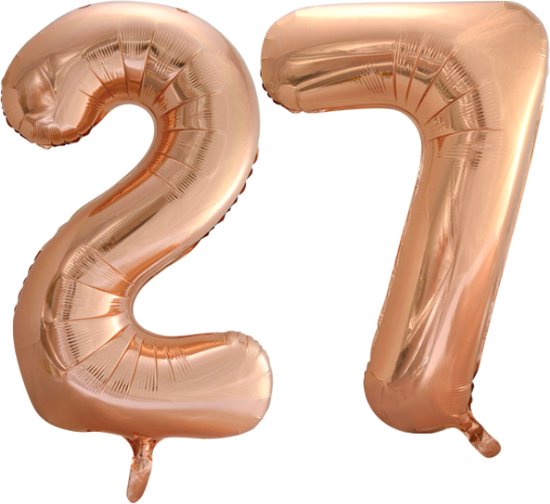 Folieballon 27 jaar Rose Goud 66cm