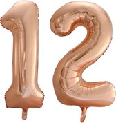 Folieballon 12 jaar Rose Goud 66cm