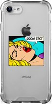 Anti Shock Bumper Case iPhone SE 2022/2020 | iPhone 8/7 Smartphone hoesje met doorzichtige rand Popart Oh Yes