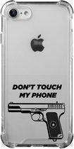 Coque iPhone SE 2022/2020 | Coque pour iPhone 8/7 avec pistolet à bord transparent Ne touchez pas mon téléphone